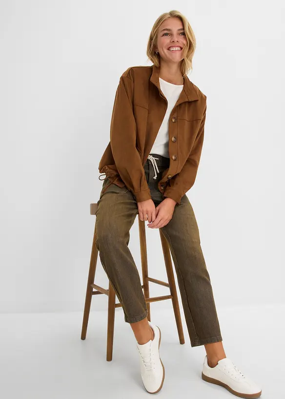 Jeans straight cropped, vita alta, bonprix