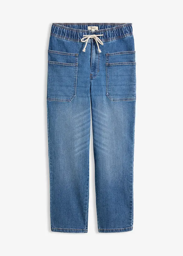 Jeans straight cropped, vita alta, bonprix