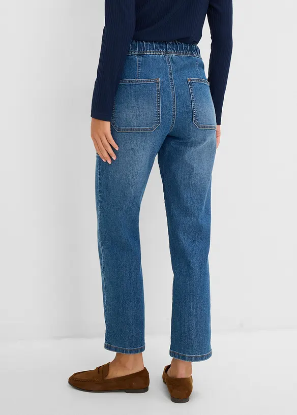 Jeans straight cropped, vita alta, bonprix