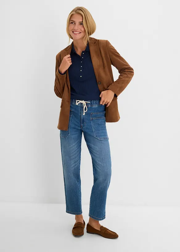 Jeans straight cropped, vita alta, bonprix