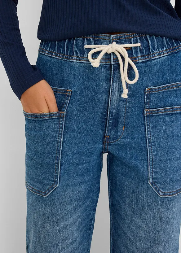Jeans straight cropped, vita alta, bonprix