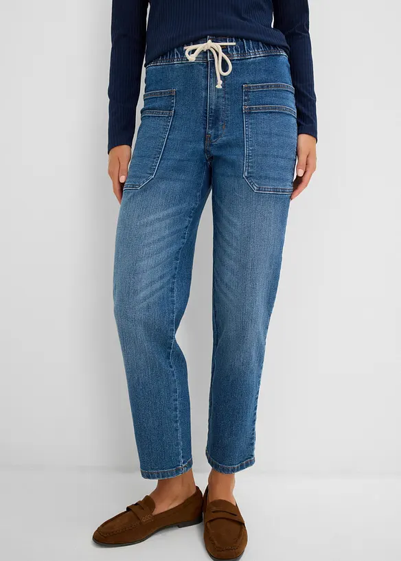 Jeans straight cropped, vita alta, bonprix