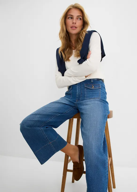 Jeans wide leg, vita alta, bonprix