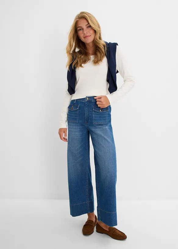 Jeans wide leg, vita alta, bonprix