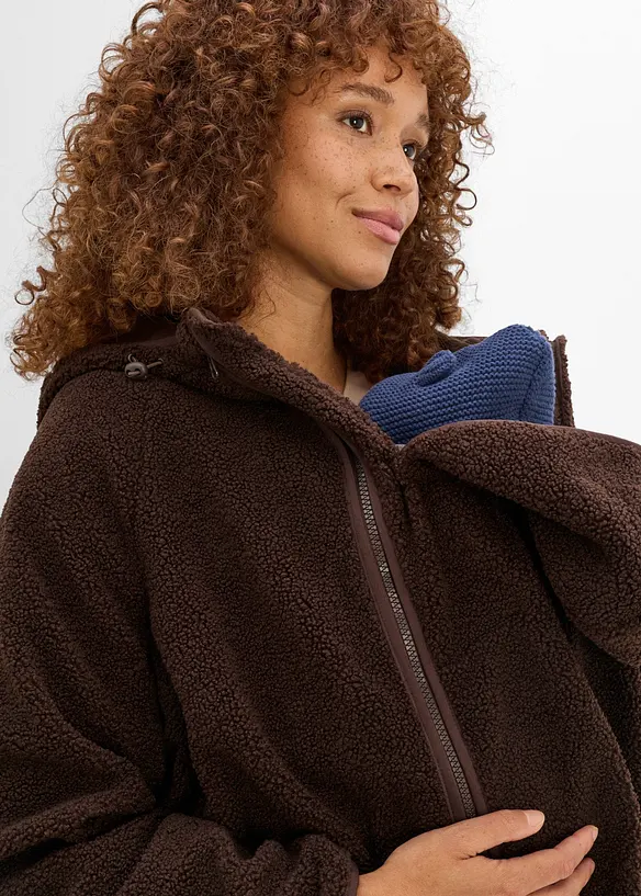 Giacca pr&eacute;maman 3 in 1 in pile teddy con inserto babywearing, bonprix
