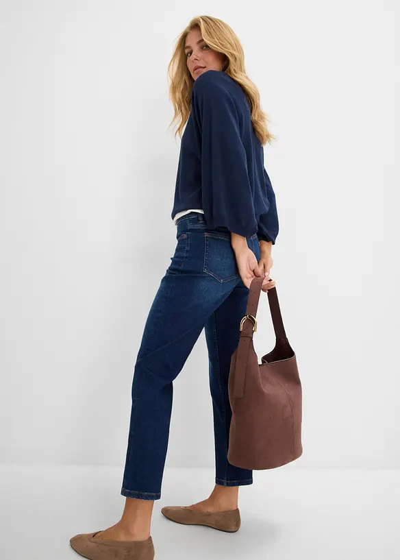 Jeans straight cropped, vita media, bonprix