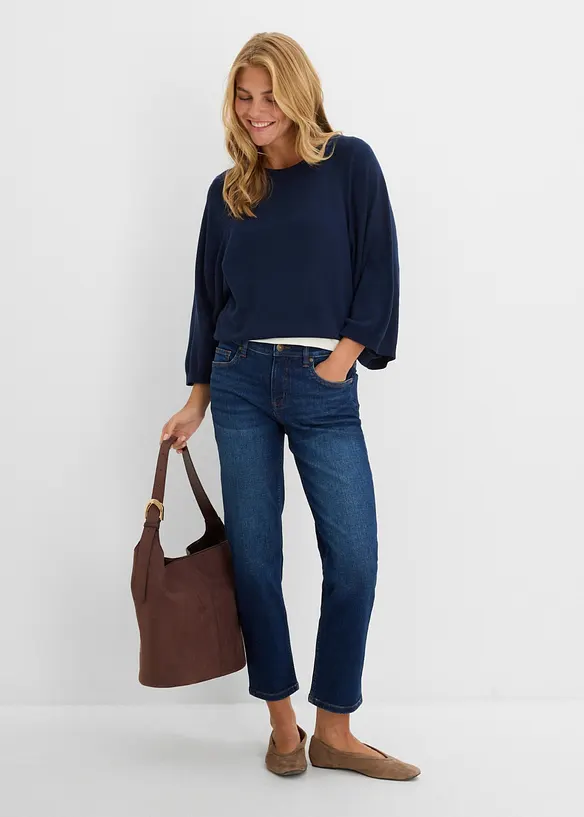 Jeans straight cropped, vita media, bonprix