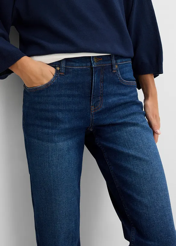 Jeans straight cropped, vita media, bonprix