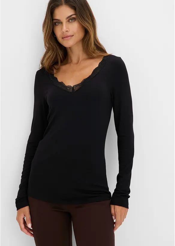 Maglia a maniche lunghe in viscosa morbida, bonprix