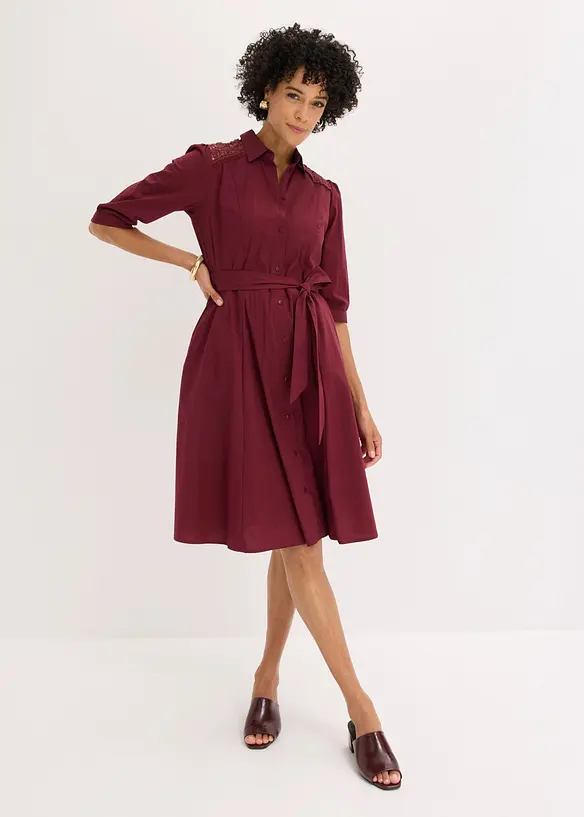 Abito chemisier con pizzo e fusciacca, bonprix