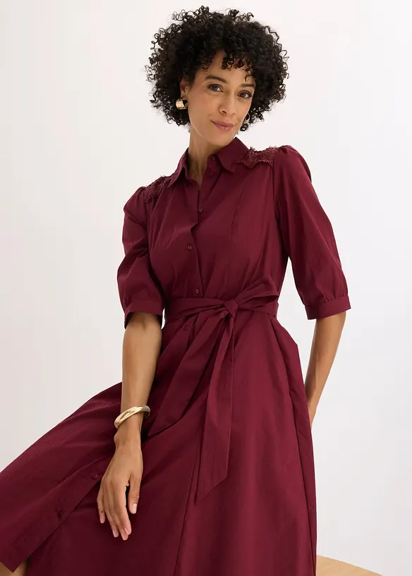 Abito chemisier con pizzo e fusciacca, bonprix