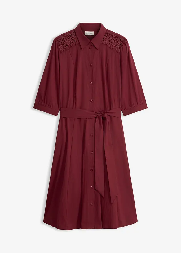 Abito chemisier con pizzo e fusciacca, bonprix
