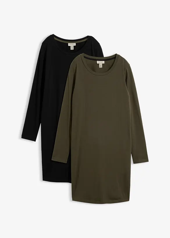 Abito in jersey di cotone elasticizzato (pacco da 2), bonprix