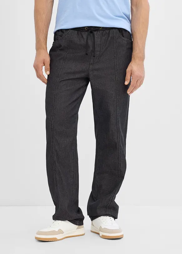 Pantaloni leggeri con elastico in vita loose fit, straight, bonprix