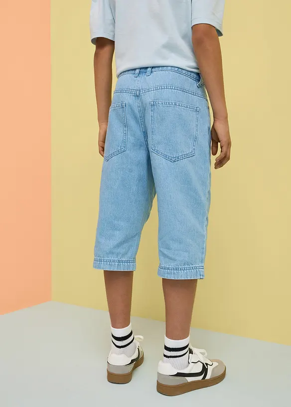 Bermuda di jeans lunghi con vita regolabile, loose fit, bonprix