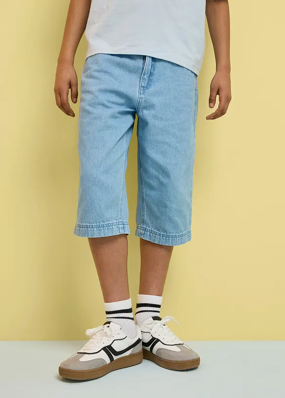 Bermuda di jeans lunghi con vita regolabile, loose fit, bonprix