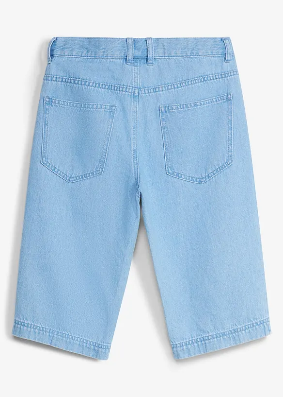Bermuda di jeans lunghi con vita regolabile, loose fit, bonprix