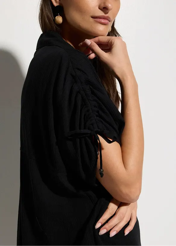 Camicia da spiaggia oversize in crinkle operato, bonprix