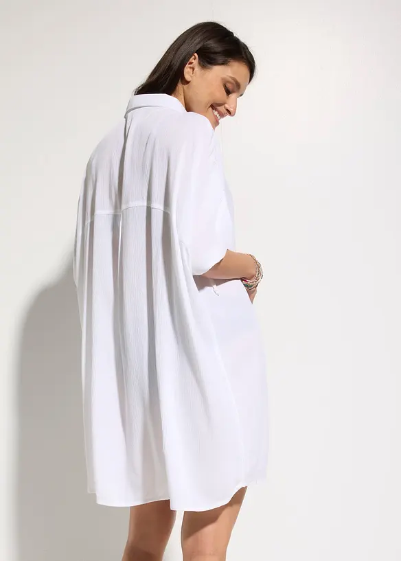 Camicia da spiaggia oversize in crinkle operato, bonprix