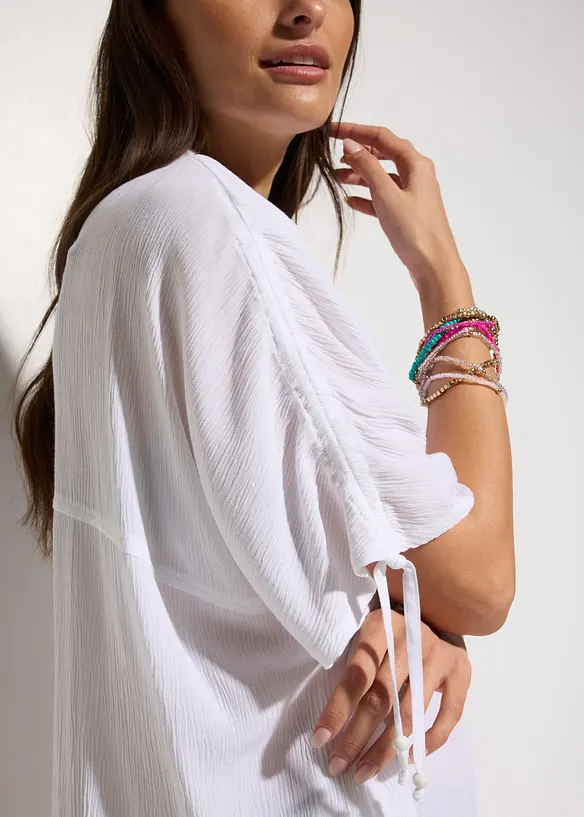 Camicia da spiaggia oversize in crinkle operato, bonprix