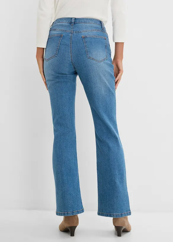 Jeans bootcut bavaresi con ricami, vita media, bonprix
