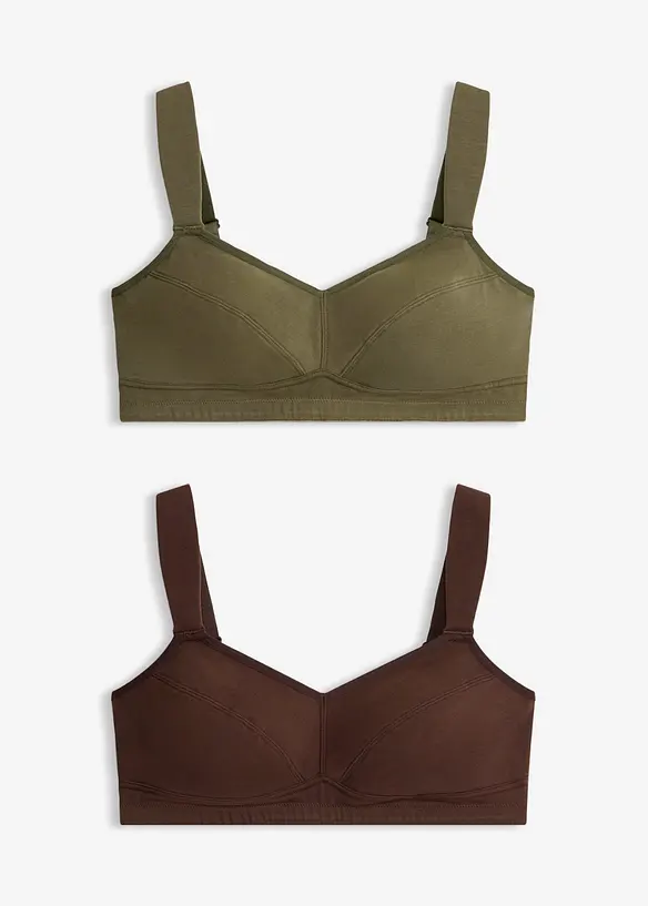 Reggiseno senza ferretto con cotone biologico (pacco da 2), bonprix