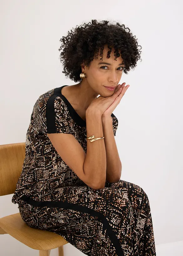 Maglia con carr&eacute; in raso, bonprix