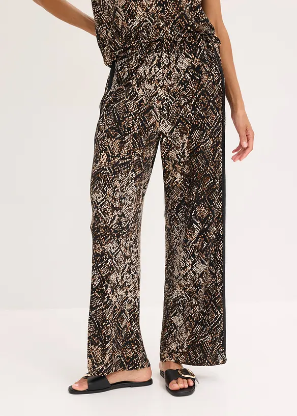 Pantaloni in jersey con bande di satin, bonprix
