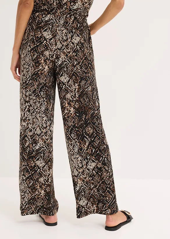 Pantaloni in jersey con bande di satin, bonprix