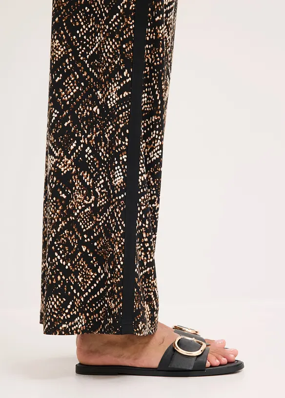 Pantaloni in jersey con bande di satin, bonprix