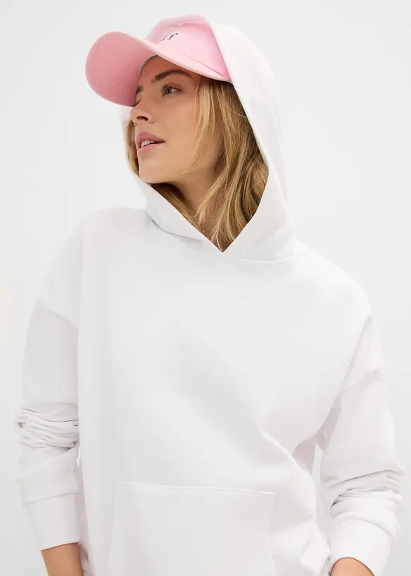 Felpa oversize in misto cotone morbido con cappuccio, bonprix