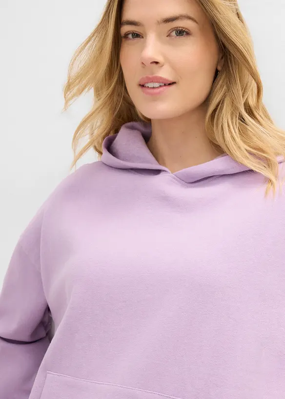 Felpa oversize in misto cotone morbido con cappuccio, bonprix
