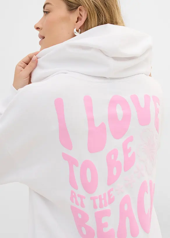 Felpa oversize in misto cotone morbido con cappuccio, bonprix