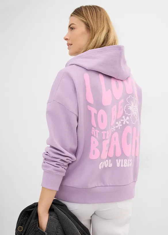 Felpa oversize in misto cotone morbido con cappuccio, bonprix