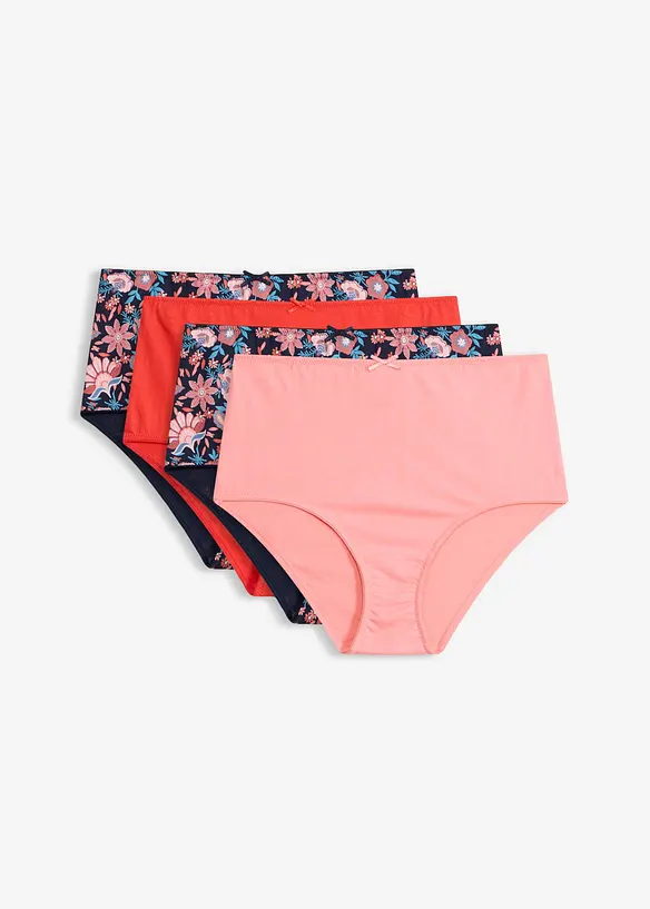 Slip a vita alta con cotone (pacco da 4), bonprix