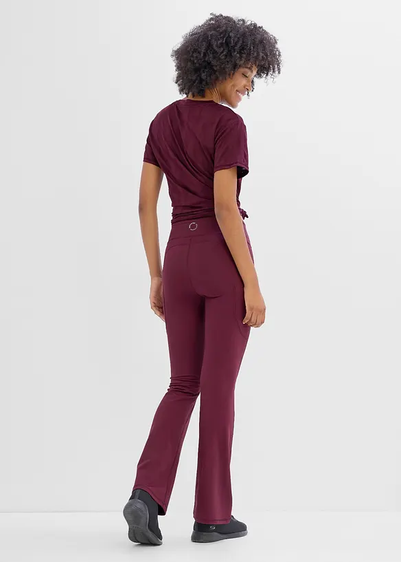 Leggings sportivi comodi e svasati con tasca per il cellulare, asciugatura rapida, bonprix