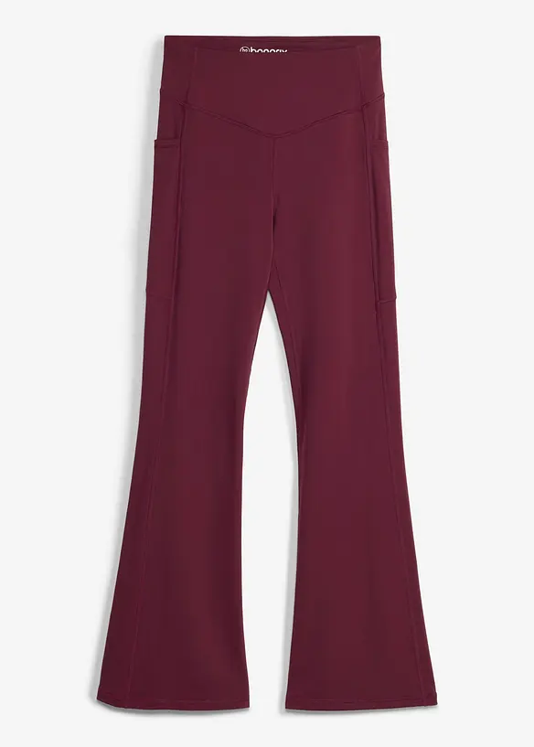Leggings sportivi comodi e svasati con tasca per il cellulare, asciugatura rapida, bonprix