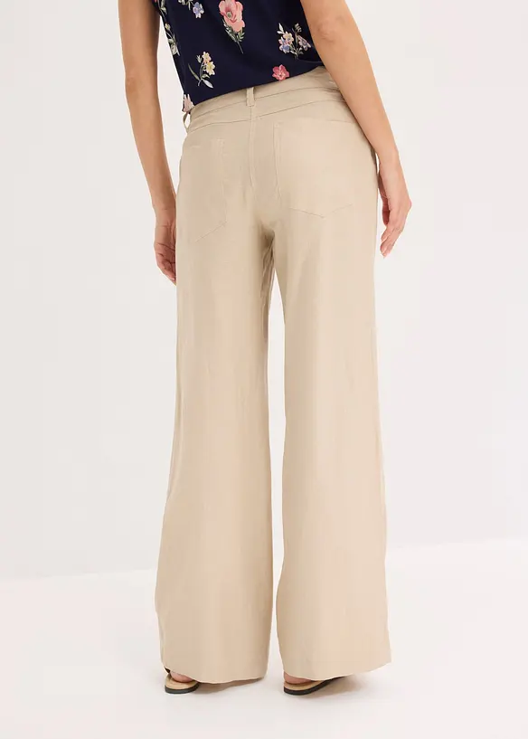 Pantaloni a palazzo in misto lino fresco e leggero, bonprix