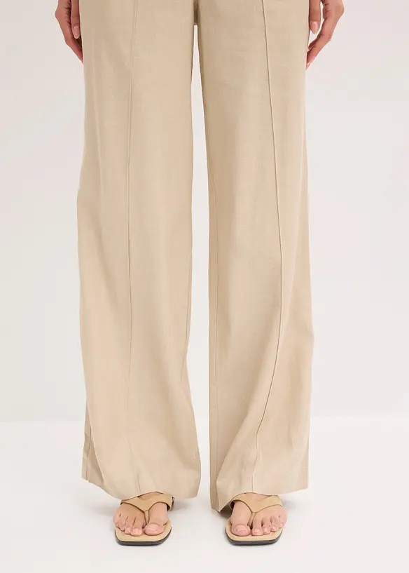 Pantaloni a palazzo in misto lino fresco e leggero, bonprix