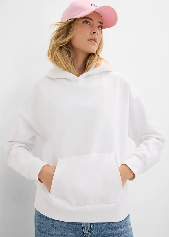 Felpa oversize in misto cotone morbido con cappuccio, bonprix