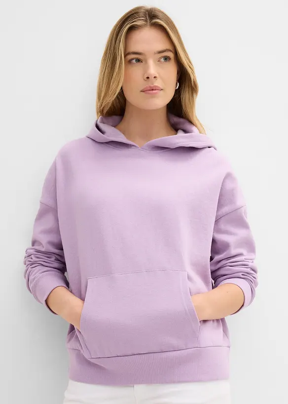 Felpa oversize in misto cotone morbido con cappuccio, bonprix