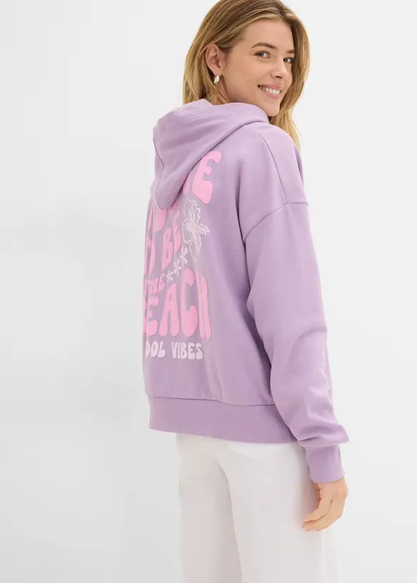 Felpa oversize in misto cotone morbido con cappuccio, bonprix