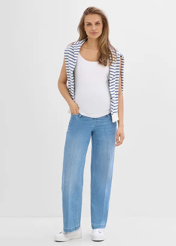 Jeans pr&eacute;maman larghi in denim elasticizzato, full length, bonprix