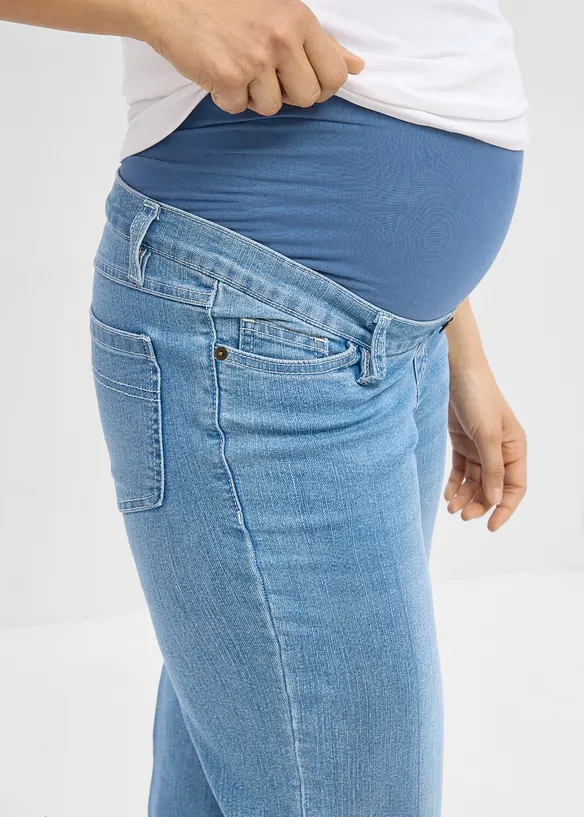 Jeans pr&eacute;maman larghi in denim elasticizzato, full length, bonprix