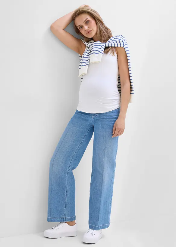 Jeans pr&eacute;maman larghi in denim elasticizzato, full length, bonprix