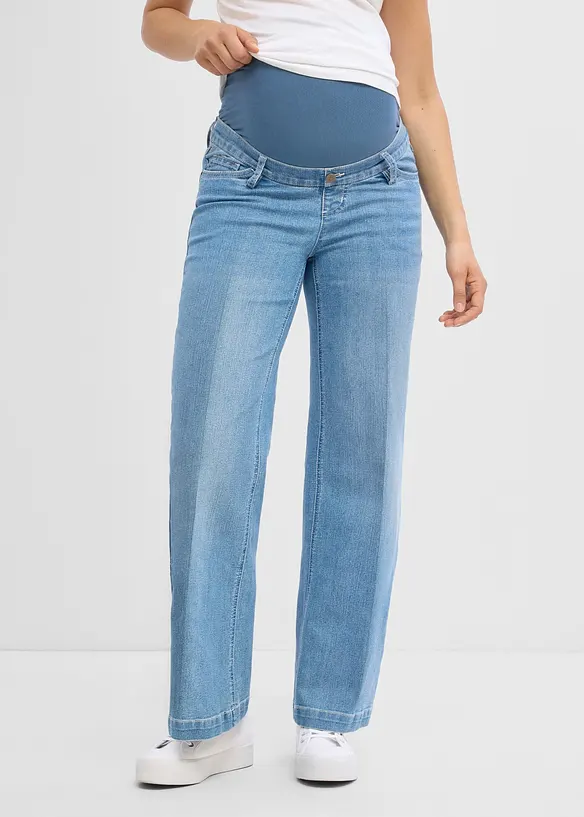 Jeans pr&eacute;maman larghi in denim elasticizzato, full length, bonprix