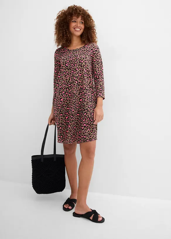 Abito corto in maglina effetto maglia, bonprix
