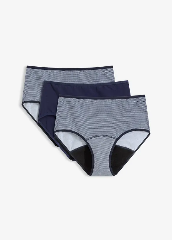 Culotte mestruali a vita alta con media assorbenza (pacco da 3), bonprix