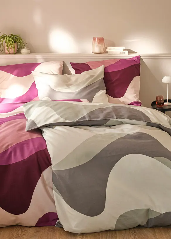 Biancheria da letto in misto cotone con fantasia grafica, bonprix