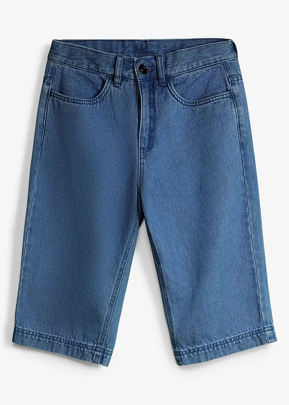 Bermuda di jeans lunghi con vita regolabile, loose fit, bonprix